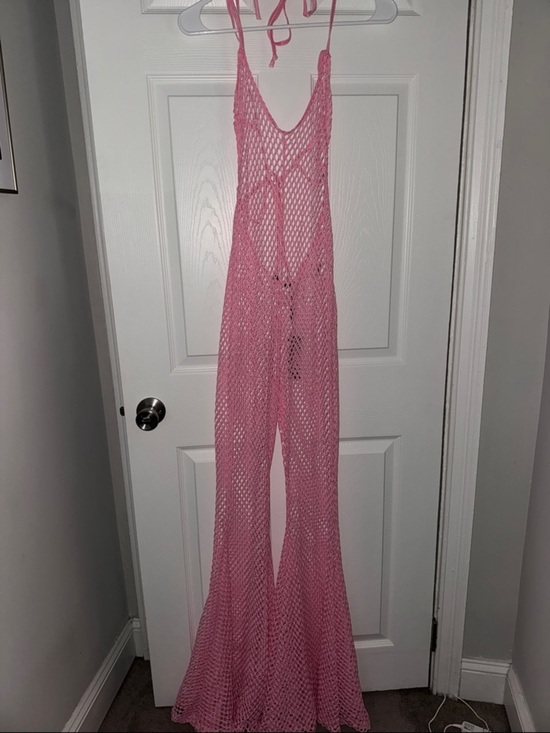 Dolls Kill Pants - NWT DOLLSKILL Pink Mesh Halter One-Piece Jumpsuit